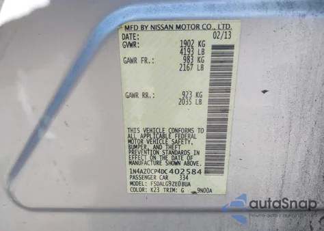 2013 Nissan Leaf Sl z USA, uszkodzony, nr VIN 1N4AZ0CP4DC402584